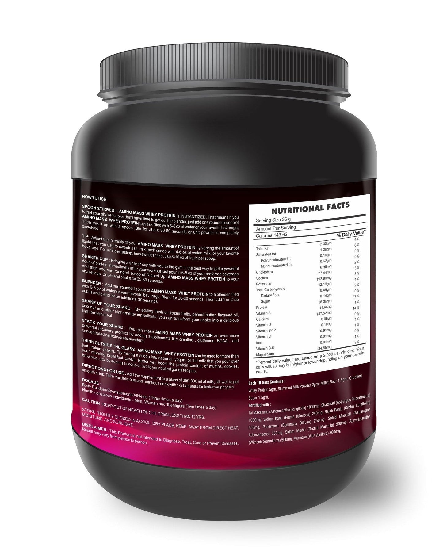Nutriley Amino Mass - Body Weight / Muscle Gainer Whey Protein Supplement (1 KG)