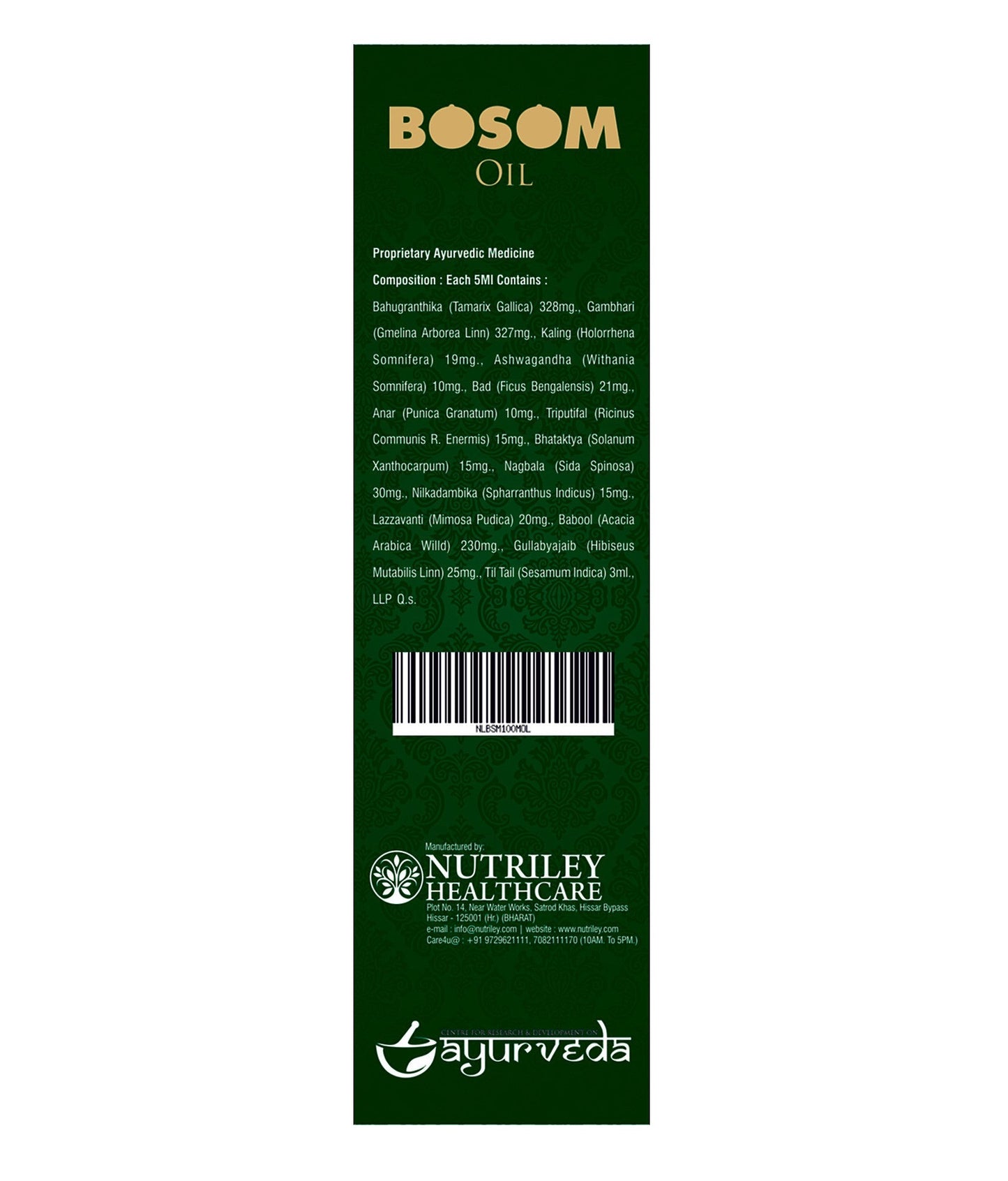Nutriley Bosom - Breast Enlargement Oil (100 ML)