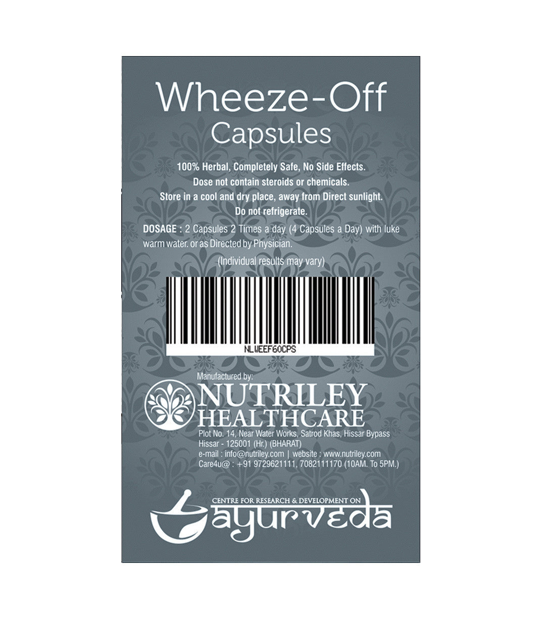 CRD Ayurveda Wheeze-Off - Cough and Cold Care Capsules (60 Capsules)- Pack of 2