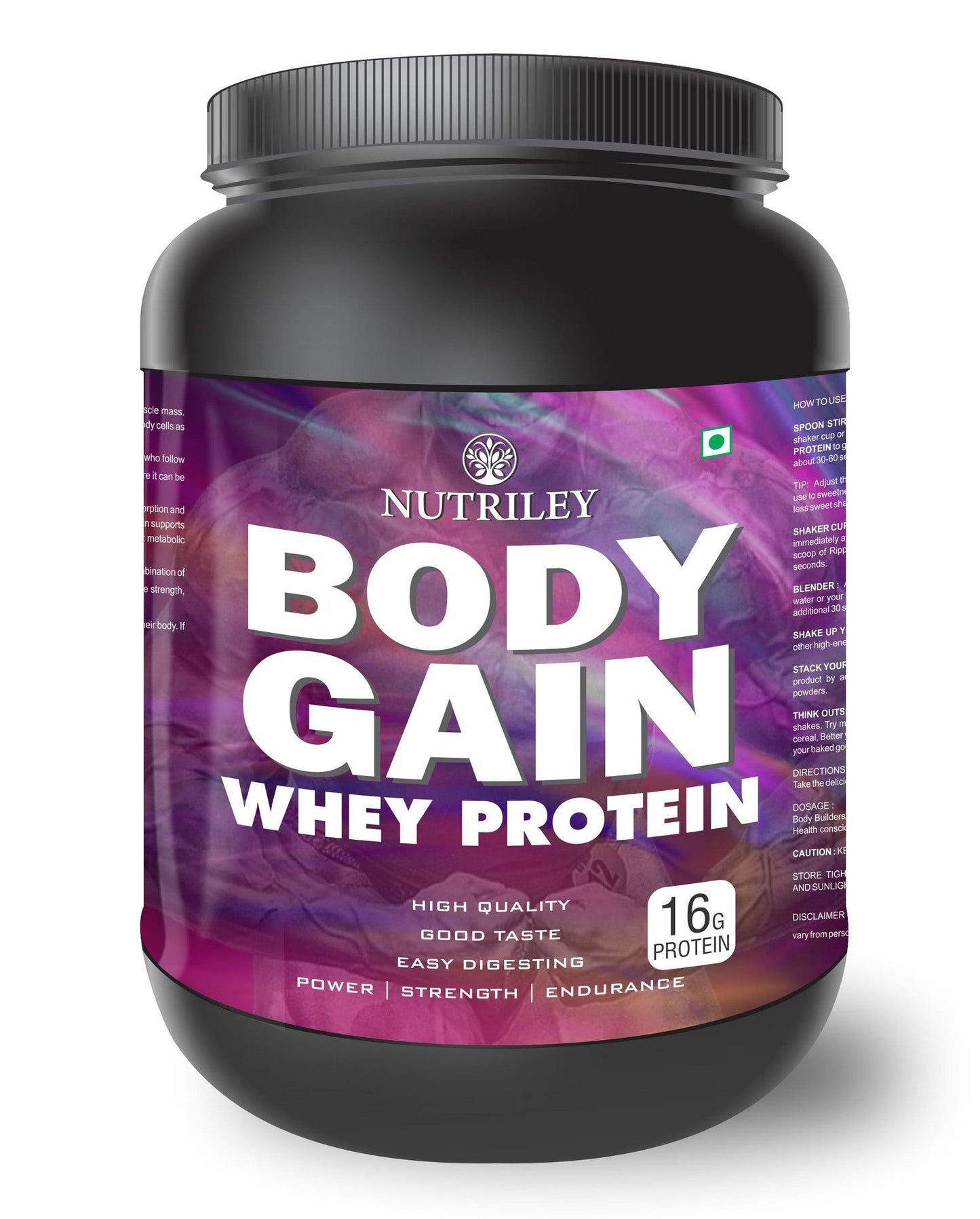 Nutriley Body Gain - Body Weight / Muscle Gainer Whey Protein Supplement  (1 KG)