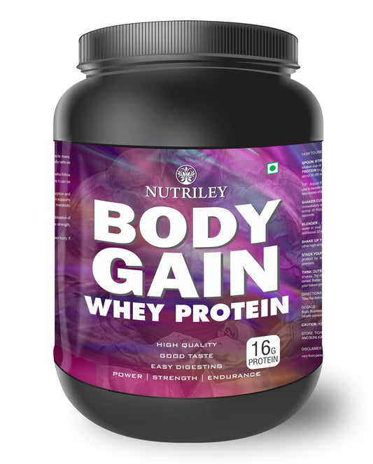 Nutriley Body Gain - Body Weight / Muscle Gainer Whey Protein Supplement (500 Gms)
