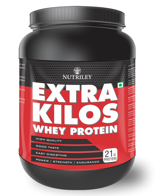 Nutriley Extra Kilos - Body Weight / Muscle Gainer Whey Protein Supplement (1 KG)