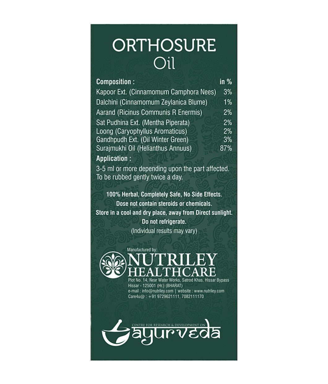 CRD Ayurveda Orthosure Oil - Joint Pain / Arthritis Oil (30ML) - Pack of 5
