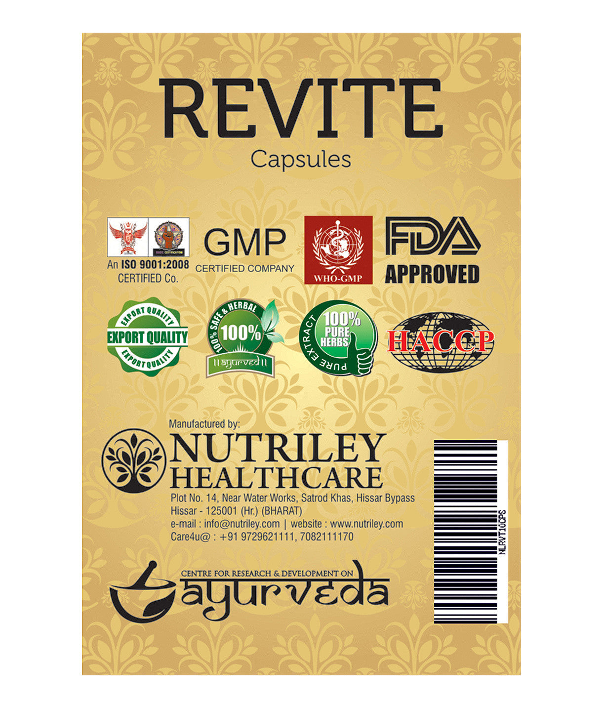 CRD Ayurveda Revite - General Wellness & Immunity Capsules (100 Capsules)